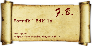 Forró Béla névjegykártya