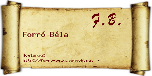 Forró Béla névjegykártya